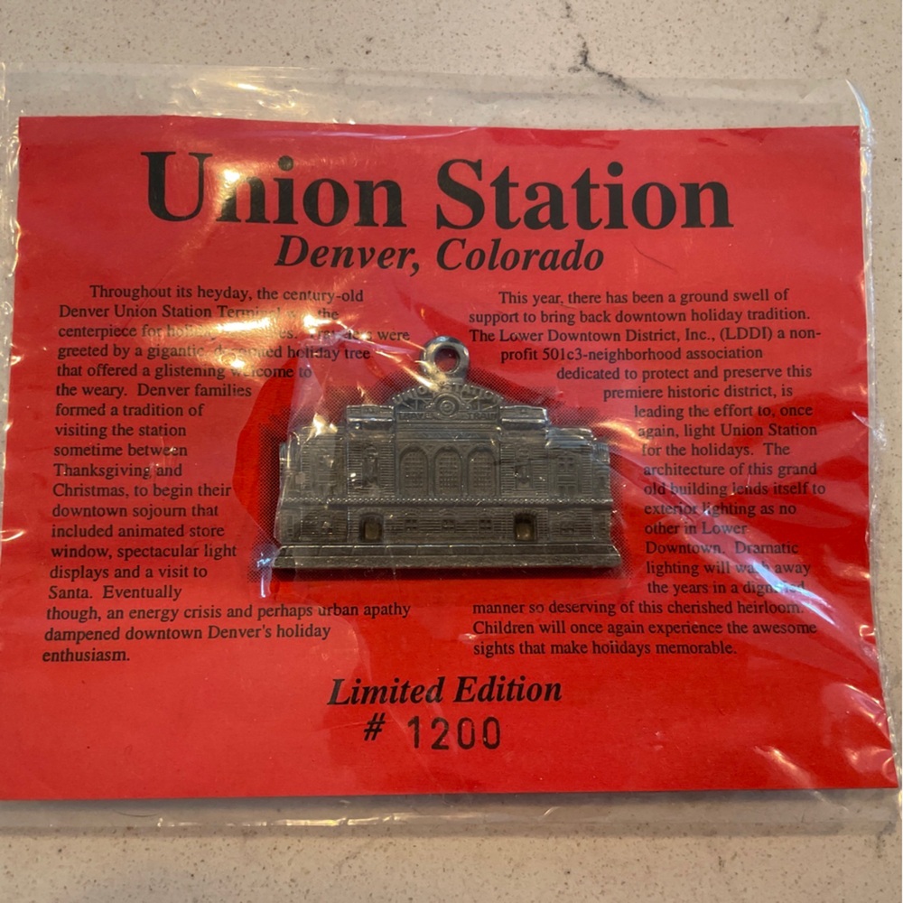Union Station, Aitkens Pewter Christmas Ornament Denver Colorado Limited Edition